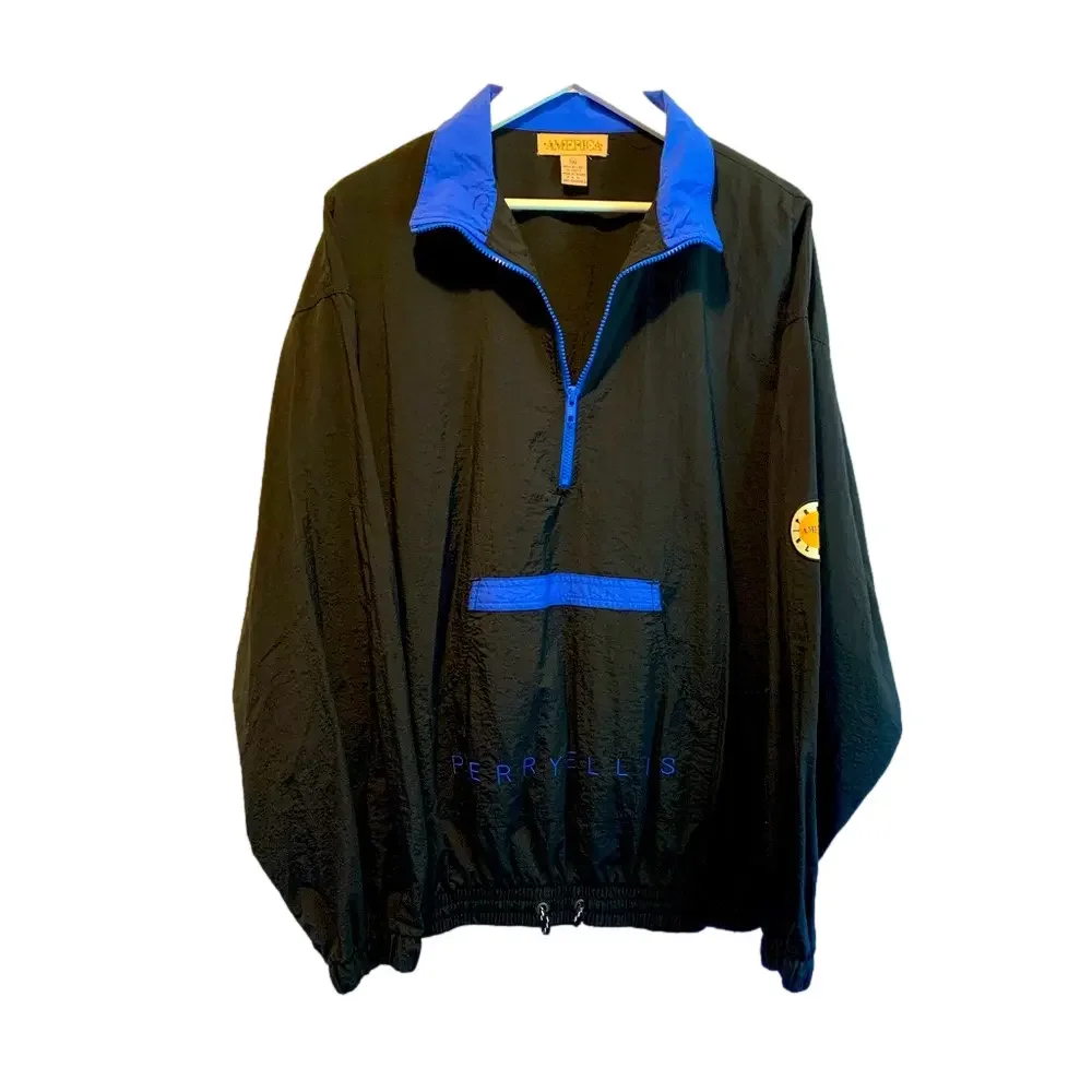 🧥 Perry Ellis America Vintage Half Zip Windbreaker Pullover Jacket XXL - Picture 1 of 5